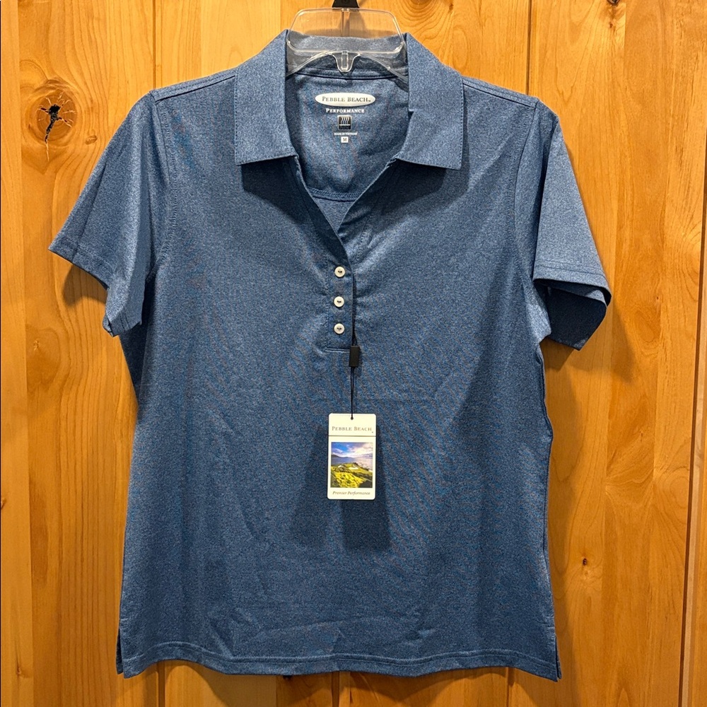 Pebble Beach Performance Polo Golf Shirt - Women’s M, Blue, NWT